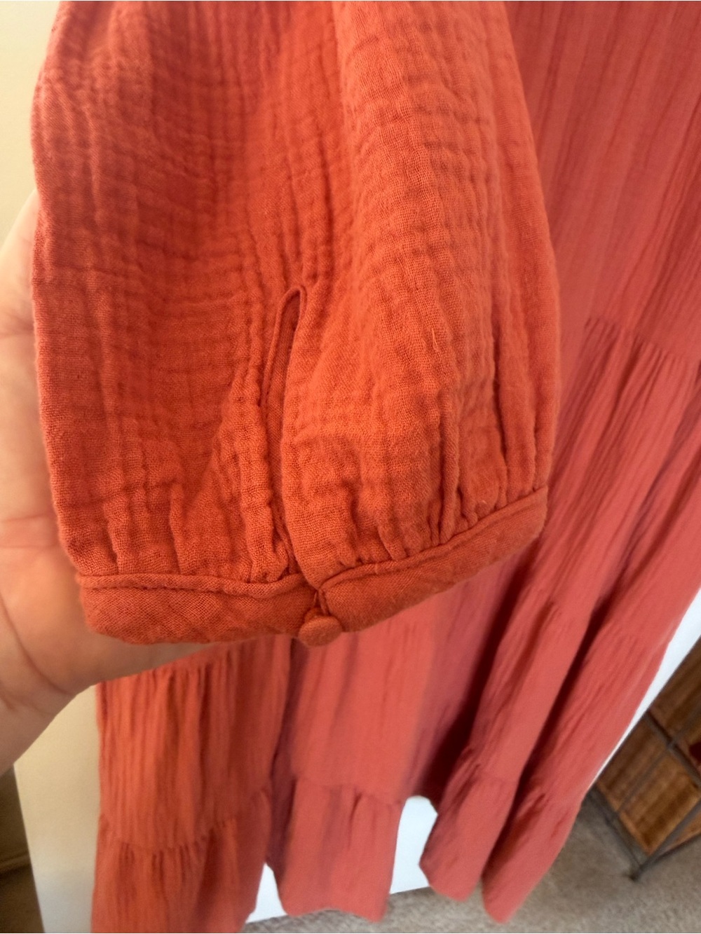 Universal Thread Rust-Toned V-Neck Tiered Maxi Dress 100% Cotton Pockets XXL - Picture 3 of 10